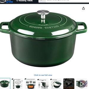 Enameled Cast Iron Dutch Oven Pot With Lid, 6 Quart, Green