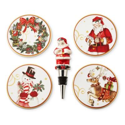 Twas the Night Before Christmas Bar Set, Bottle Stopper and Coasters