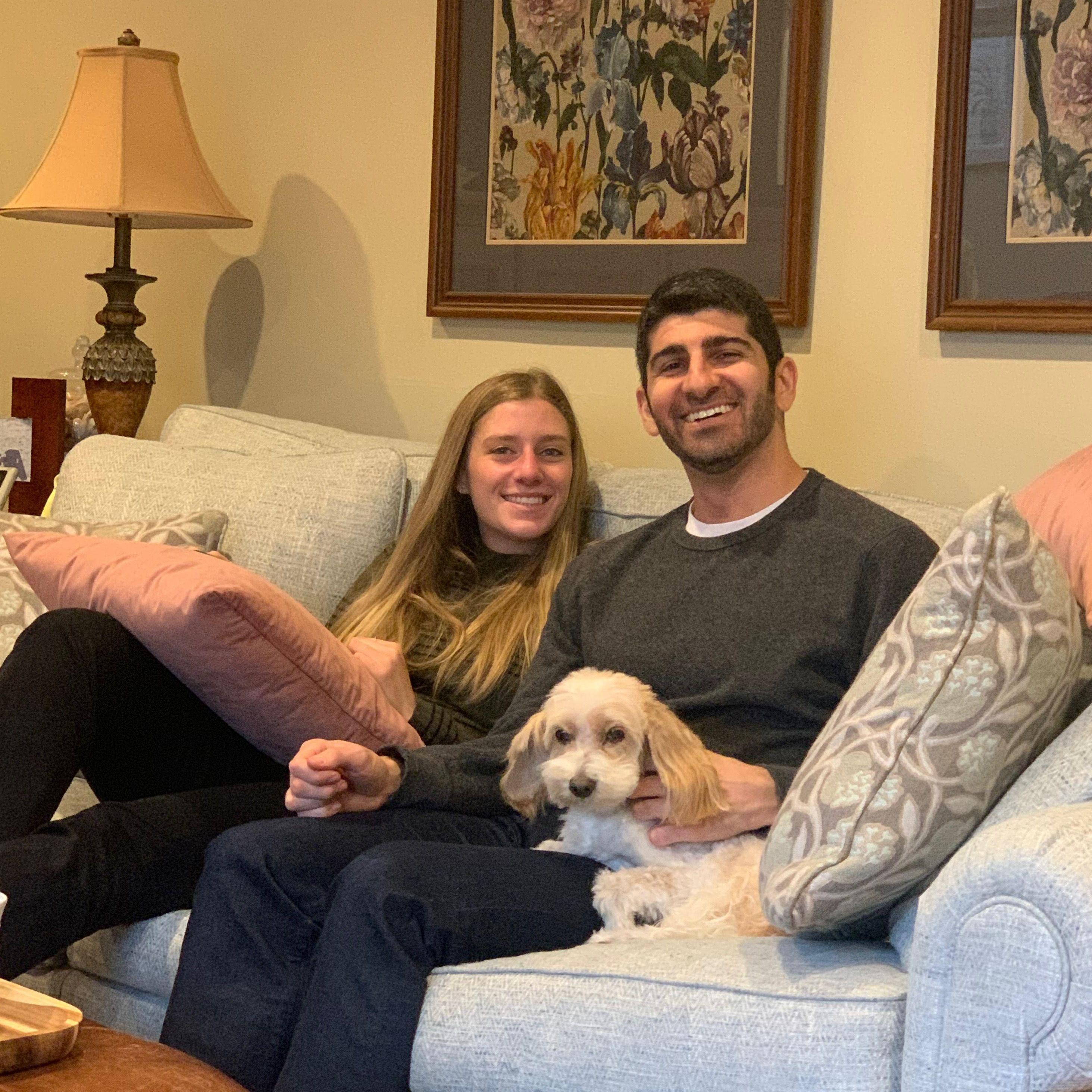 Our first Thanksgiving together when Lily gave her seal of approval by sitting on Daniel's lap