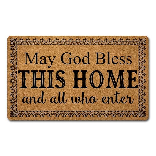 Welcome Door Mats for Home Decor (18 x 30 inch) Funny Mats Gift mats with Anti-Slip Rubber Back Kitchen Rugs Personalized Doormat for Entrance Way (May God Bless This Home and All Who Enter)