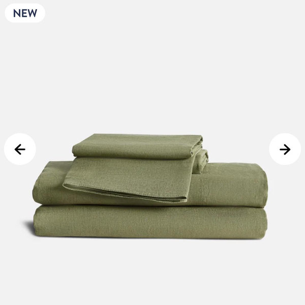 Washed European Linen Core Sheet Set - Fresh Moss, Queen
