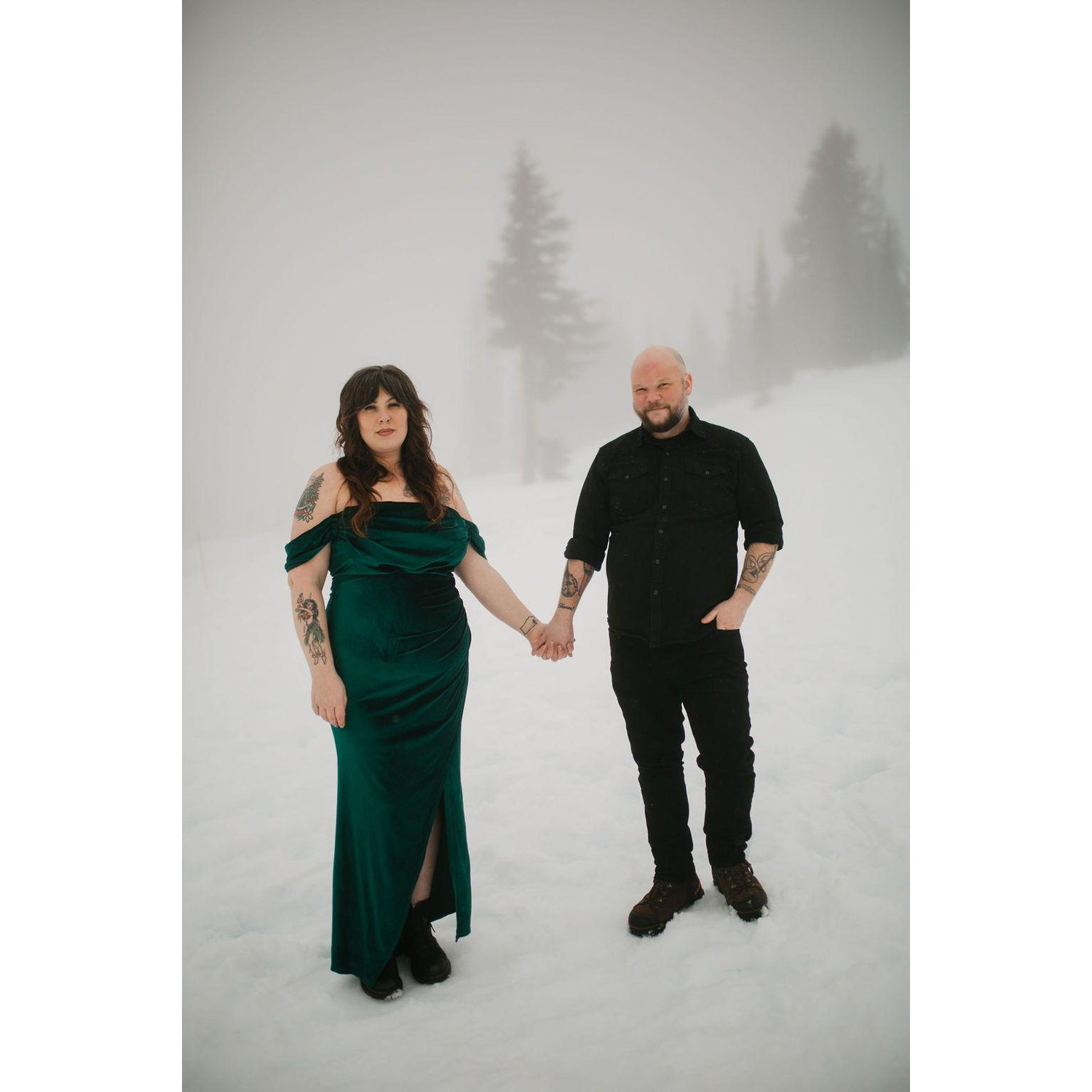 Spencer and I fell in love after I was snowed in to his house for 4 days on our third date. Doing our engagement photos in the snow felt like the perfect place.