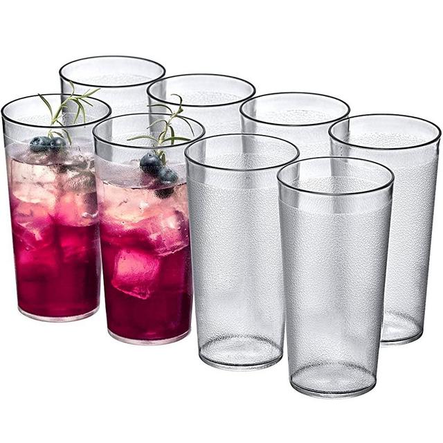 Amazing Abby - Cafely - 16-Ounce Plastic Tumblers (Set of 8), Plastic Drinking Glasses, Restaurant-Style Tumblers, Commercial-Grade Cups, Stackable, BPA-Free, Shatter-Proof, Dishwasher-Safe, Clear