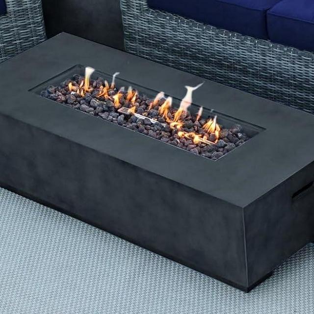 56" Modern Concrete Outdoor Propane Gas Fire Pit Table in Gray