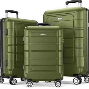 Luggage Sets Expandable 100% PC Durable Suitcase Double Wheels TSA Lock Olive Green 3pcs