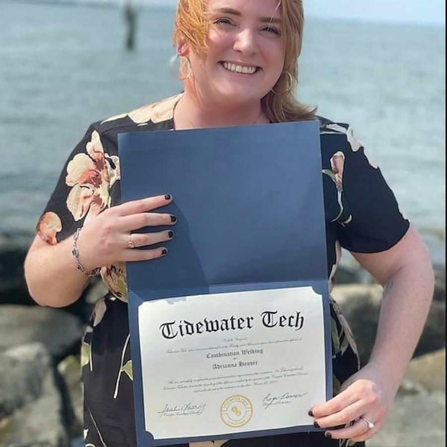 Adri, after graduating from Tidewater Tech