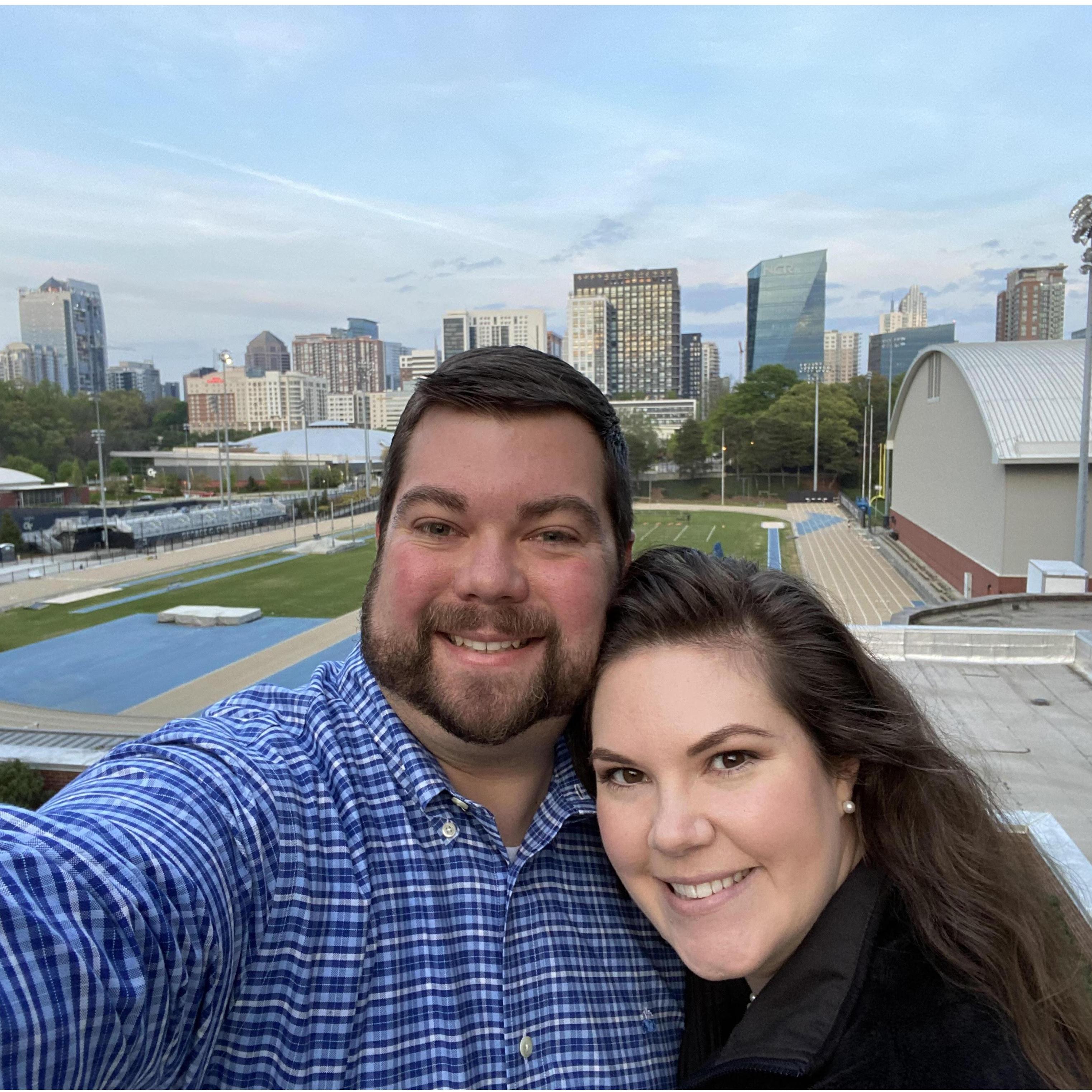 Just a couple of Georgia Peaches enjoying the Atlanta skyline!