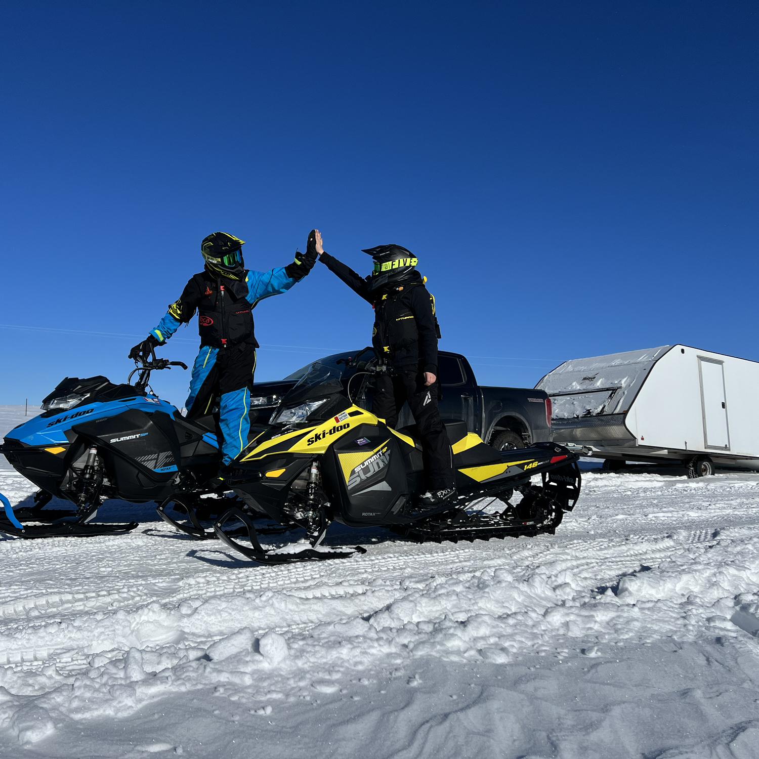 Enjoying the snow together during the winter of 2023.
