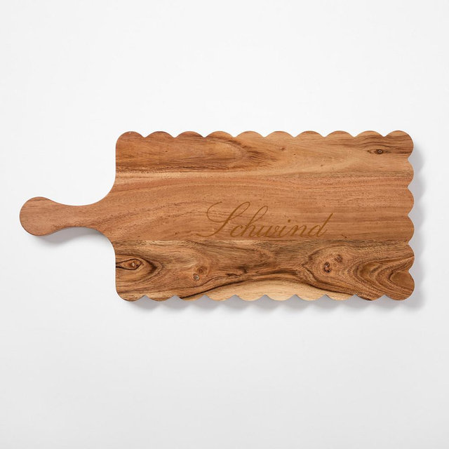 Personalized Scalloped Wood Cheese Board: Schwind