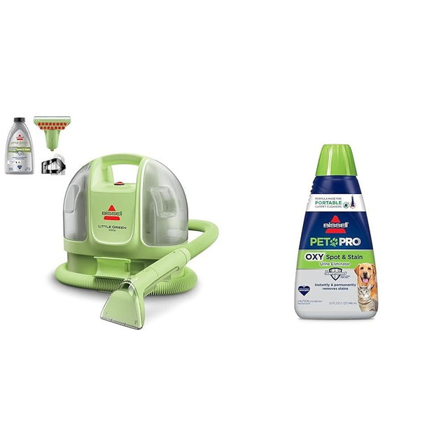 BISSELL Little Green Mini Portable Carpet and Upholstery Deep Cleaner PET PRO OXY Spot & Stain Formula for Portable Carpet Cleaners, 32 oz., 2034