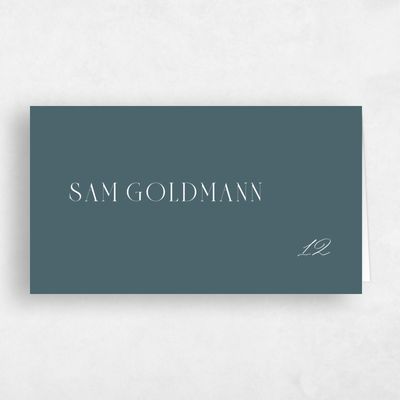 Blue Typography Wedding Place Card - Shahira