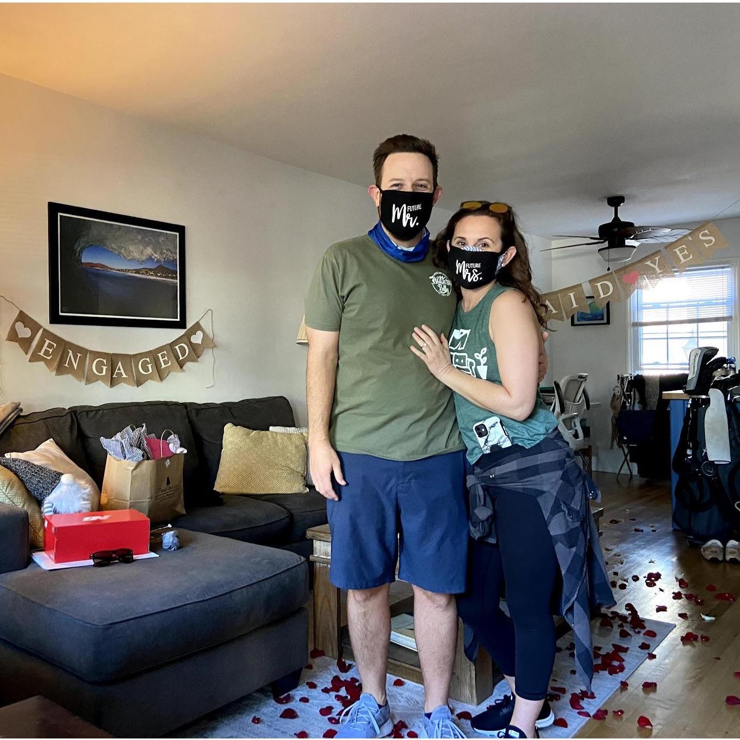 The day Brendan asked Amanda to marry him! Our families snuck in to our apartment to surprise Amanda and to decorate!