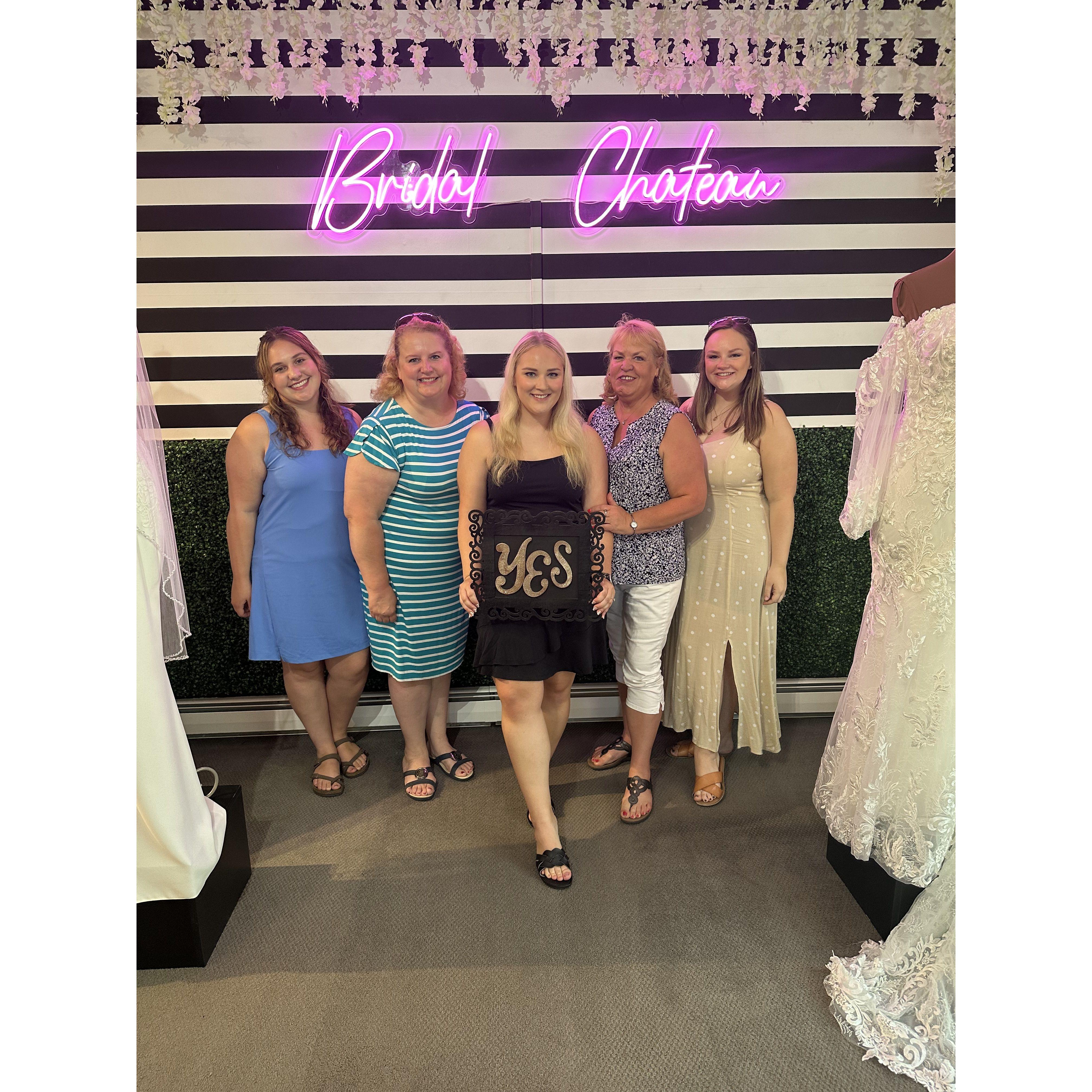 Lovely supporters who helped pick out THE dress! (Mother of bride, mother of groom, maid of honor Emily, and bridesmaid Annabella)