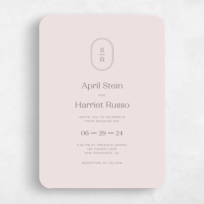 Pink Rounded Wedding Invitation - Bridgetown Classic