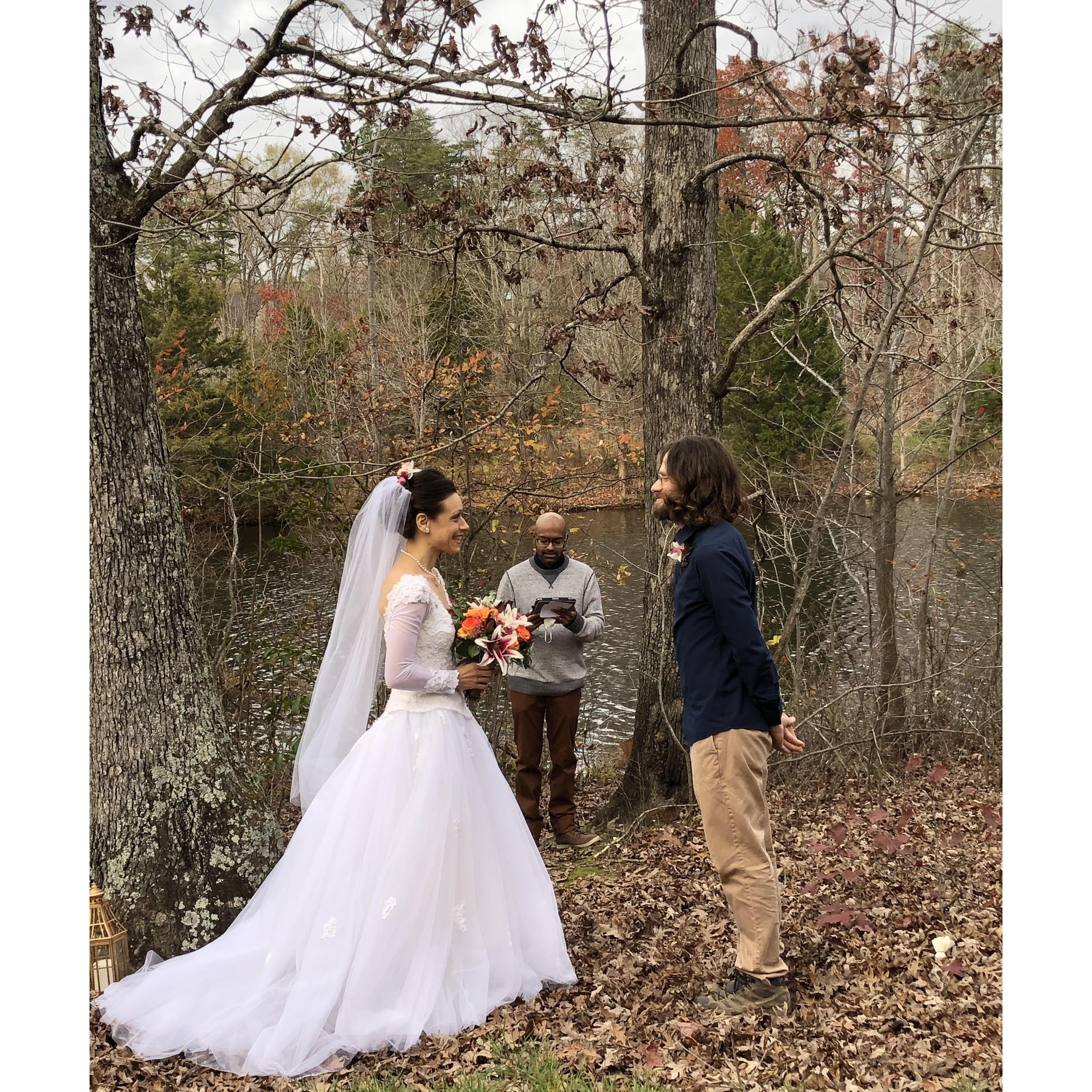 At Heron Pond for the beginning of our meaningful and joy filled ceremony with our dear friend and officiant Sly Samudre who gave it the perfect personalized touch. We are so grateful for Sly!