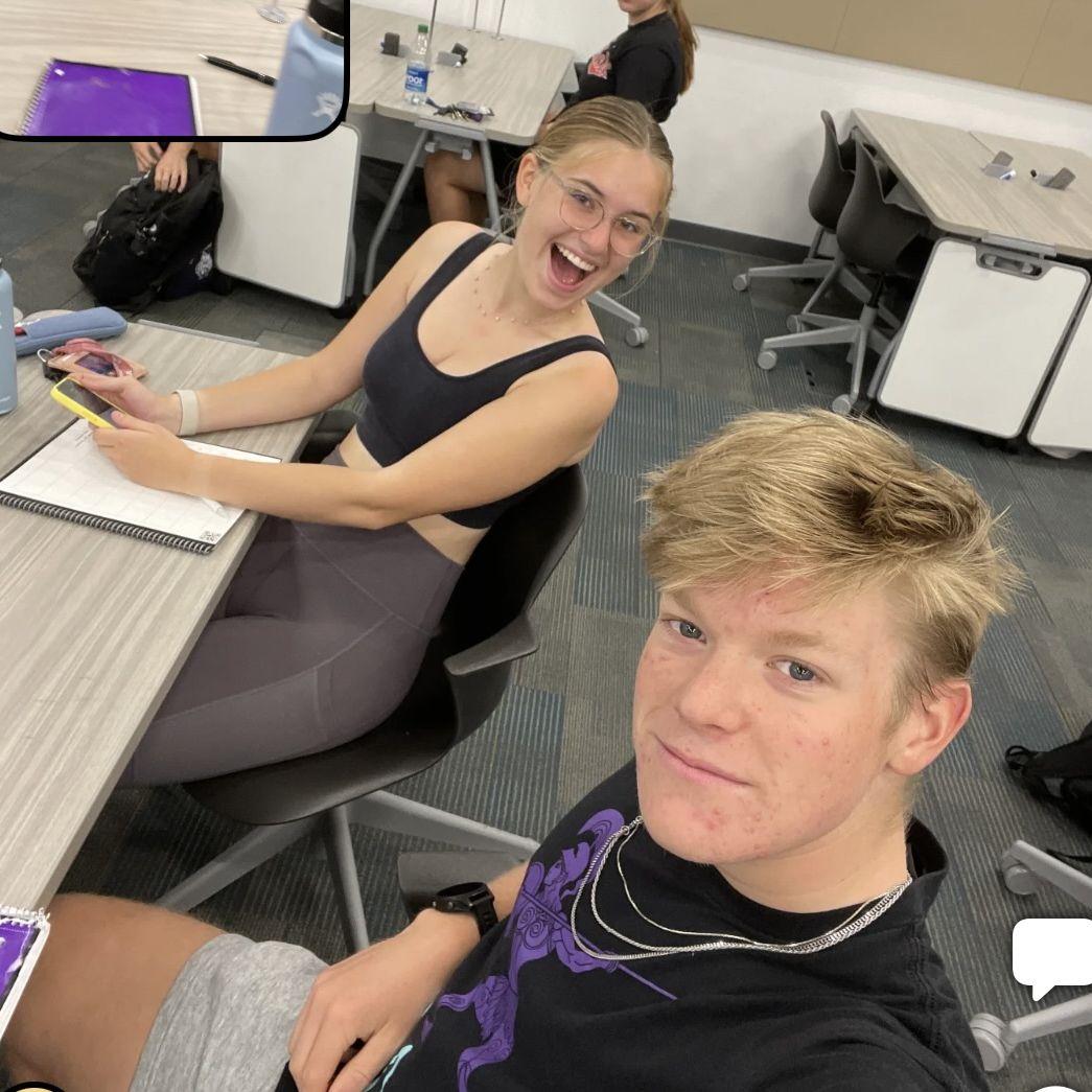 Our very first photo together - as freshmen in Chemistry class!
