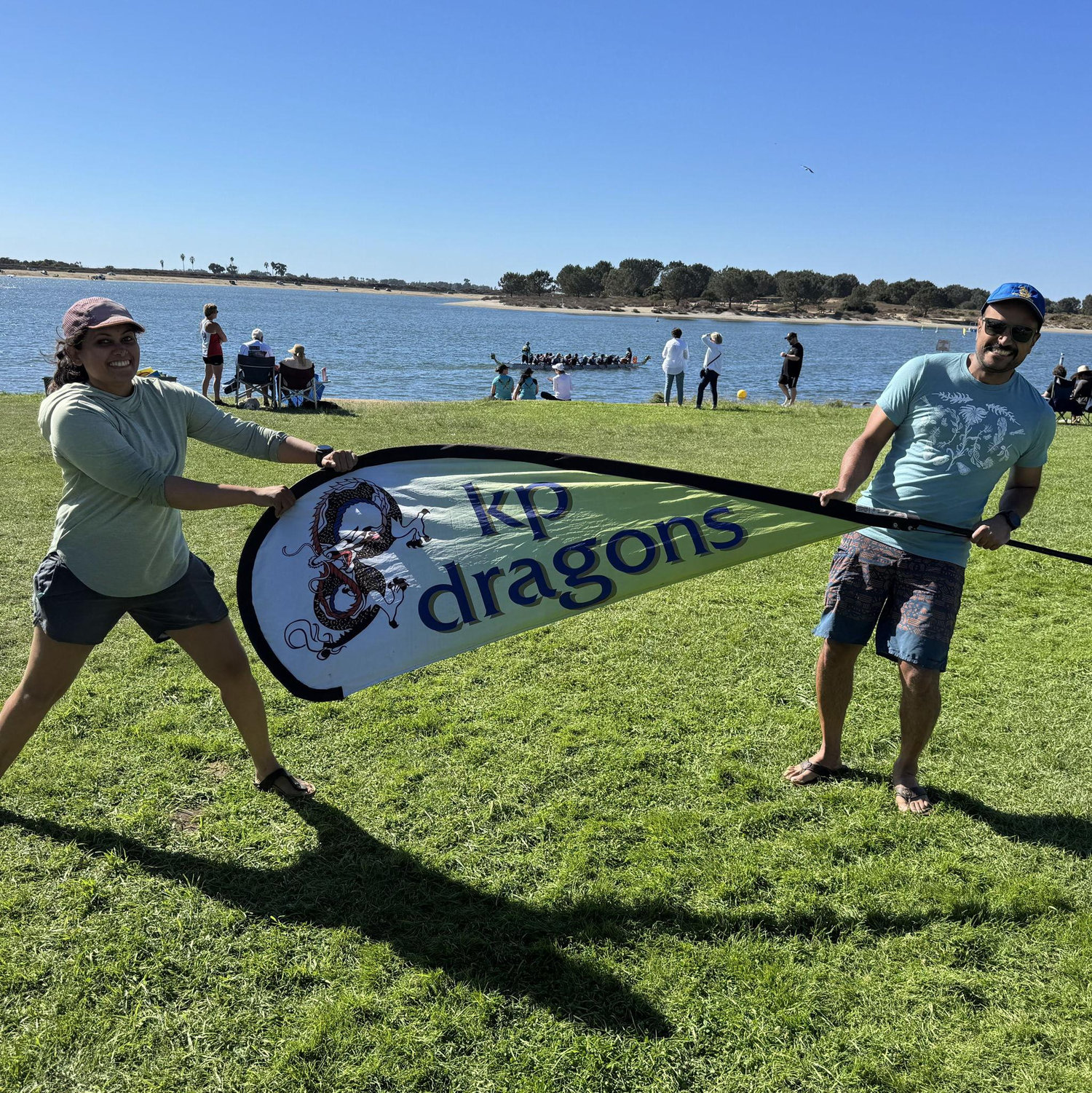 At a dragon boating tournament in San Diego. Everyone on our team always 'teased' us playfully :)
