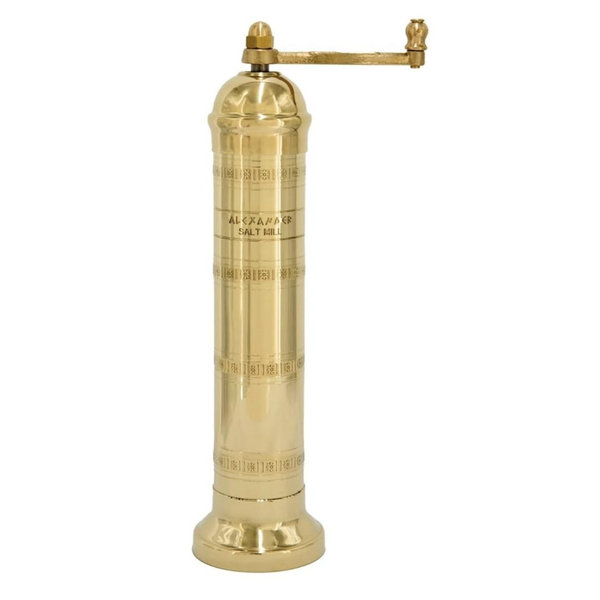 The Original Greek Salt Mill 9 Inch Tall | European Salt Mill Grinder with Crank Handle | Manual Salt Grinder | Salt Refillable - Brass