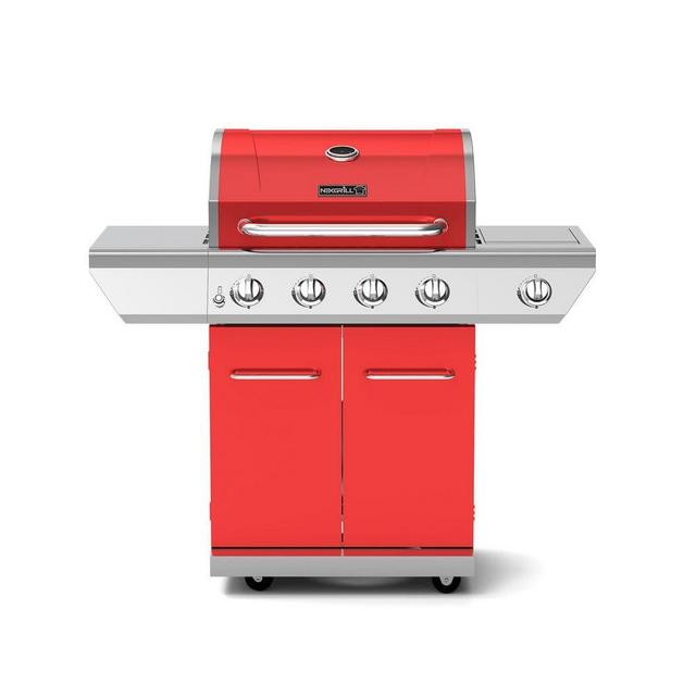 4-Burner Propane Gas Grill in Red with Side Burner