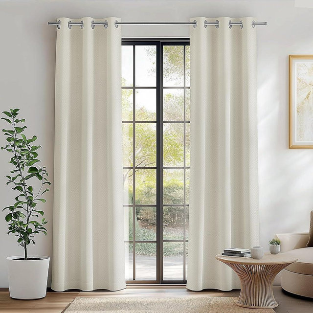 FMFUNCTEX 100% Blackout Curtains for Bedroom, Beige Curtains 72 Inches Long Textured Thermal Insulated Curtains for Living Room Drapes, Black Out Drapery Grommet Room Darkening 2 Panels, 40" W x 72" L