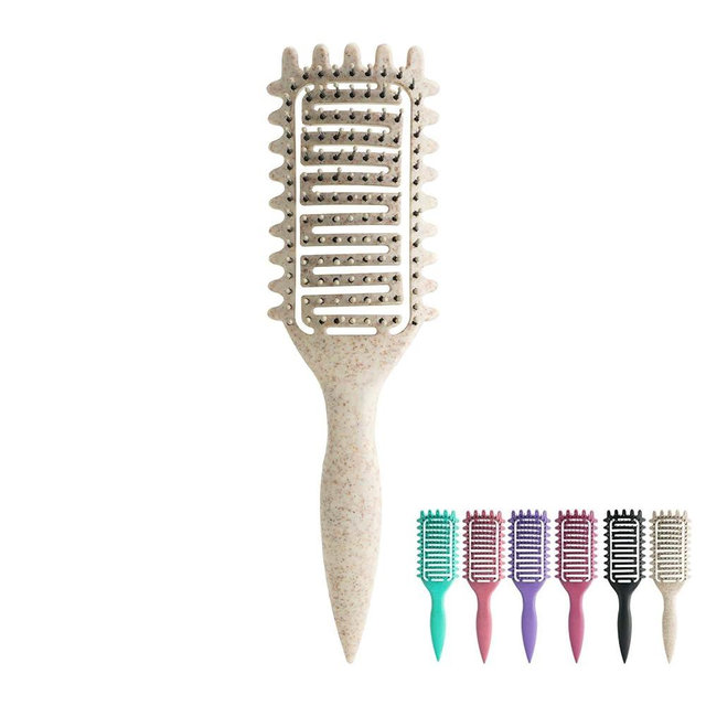 Curl Defining Brush,2024 Curly Hair Brush,Vented Hair Brush for Detangling, Shaping and Defining Curls For Women and Men Less Pulling (Beige)