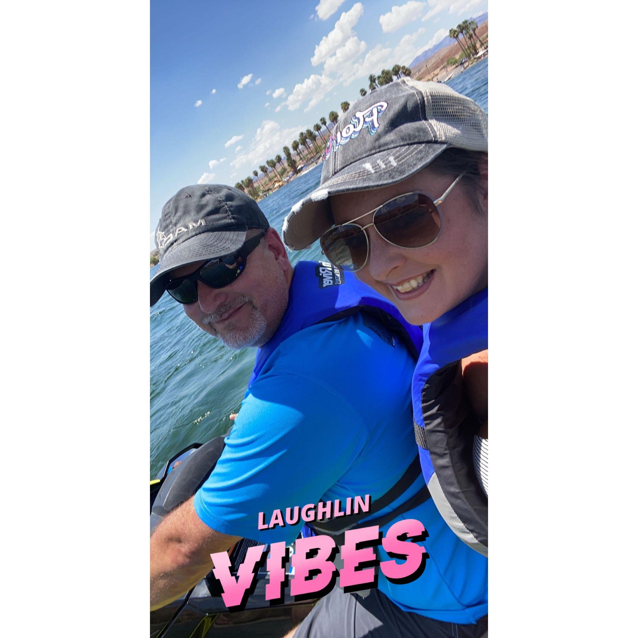 Jason's first time on a jet ski and seconds after this picture he dropped my phone in the water.