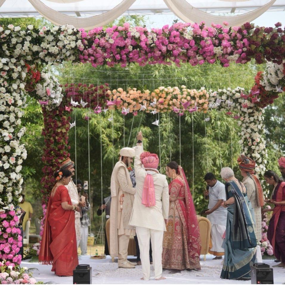 The moment before we got our first look of eachother as man and wife during our Indian wedding.
