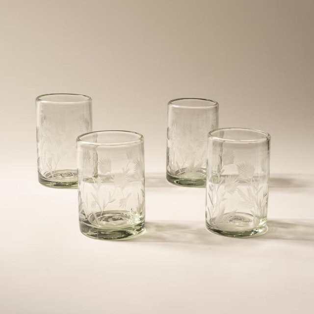 Etched Thistle Short Tumbler Set of 4