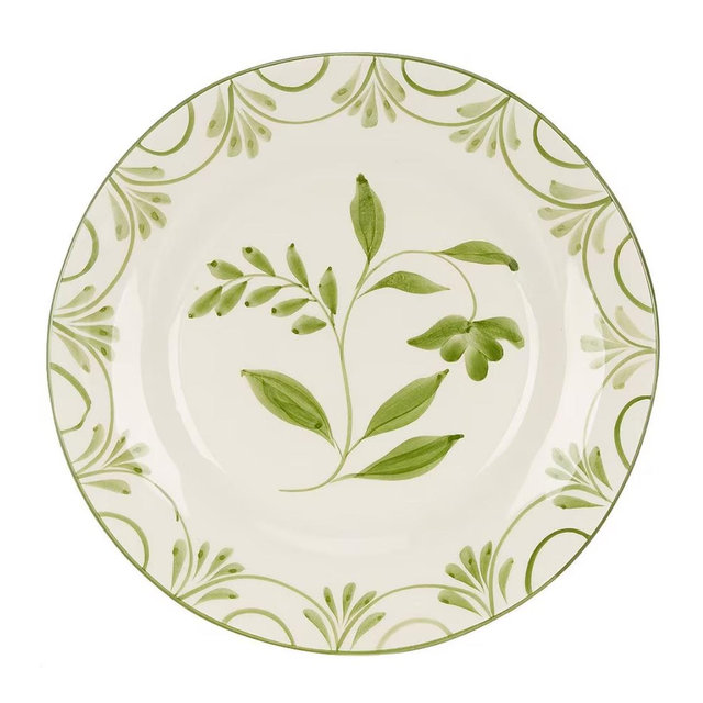 Southern Living Genevieve Collection Green Hand Painted Salad Plate