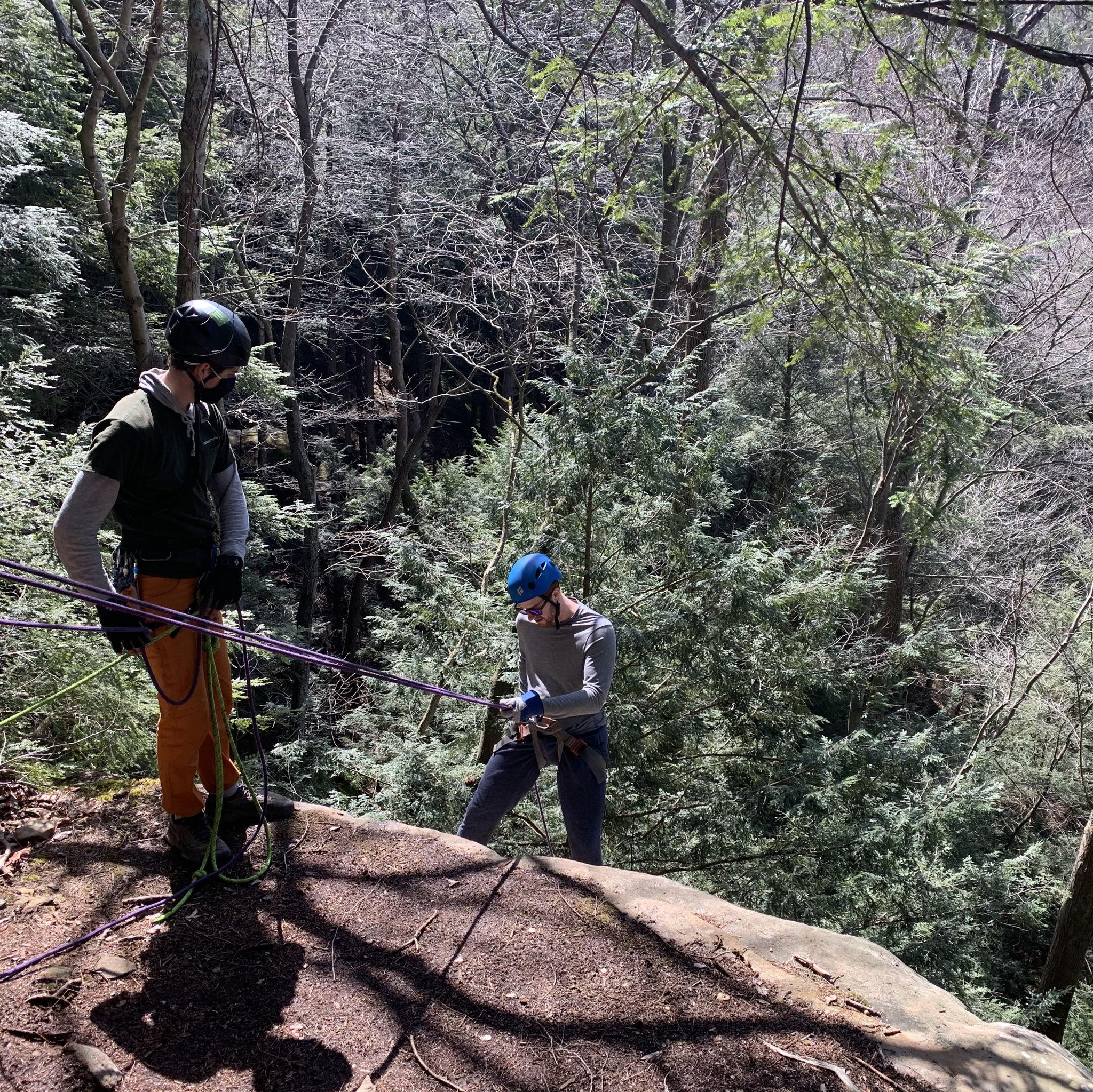 Our first vacation (March 2021 Hocking Hills) Cliff rappelling