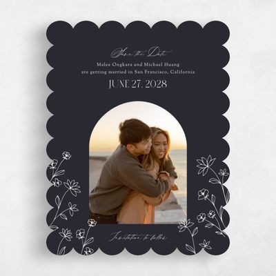 Black Scalloped Wedding Save the Date - Durham Photo