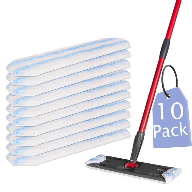 10 Pack Replacement Mop Pads Compatible with O Cedar H2Pro Mop Pads | Machine Washable | Reusable | h2 pro Flat mop System Replacement Mop Pads (10 Count)