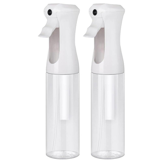 VIGOR PATH Continuous Spray Bottle for Hair – Fine Mist Mister for Hairstyling, Cleaning, Plants, Pets, Barbers, Salons, and Essential Oil Applications (300ml/10.1 oz) Clear 2 Pack