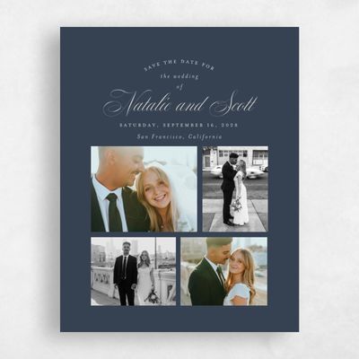 Grayed Navy, Blue Wedding Save the Date - Marvis Multiphoto