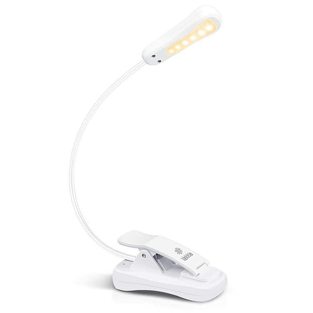 Vekkia 3000K Warm LED Book Light, Easy for Eyes, Clip on Reading Lights for Reading in Bed, Car & Travel, Rechargeable Slim 2.1 oz. Light Weight. Perfect for Bookworms & Kids (Elegant White)
