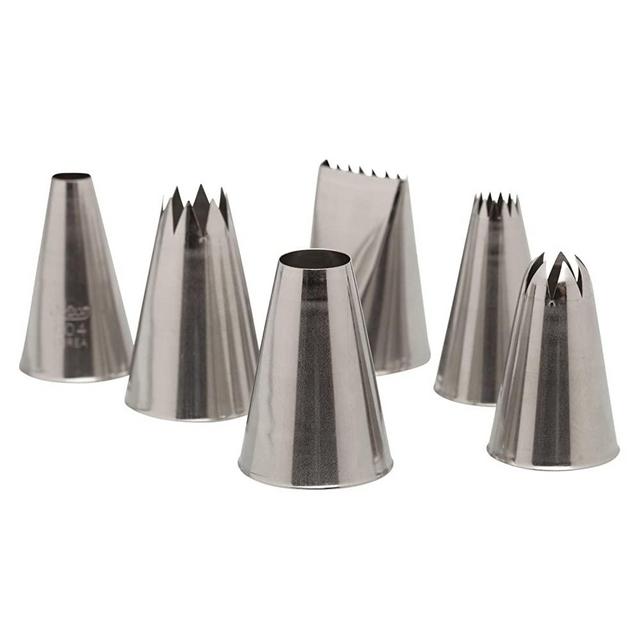 Ateco 787 - 6 Piece Decorating Tube Set, Includes Stainless Steel Tips: 804, 808, 827, 864, 846, 898