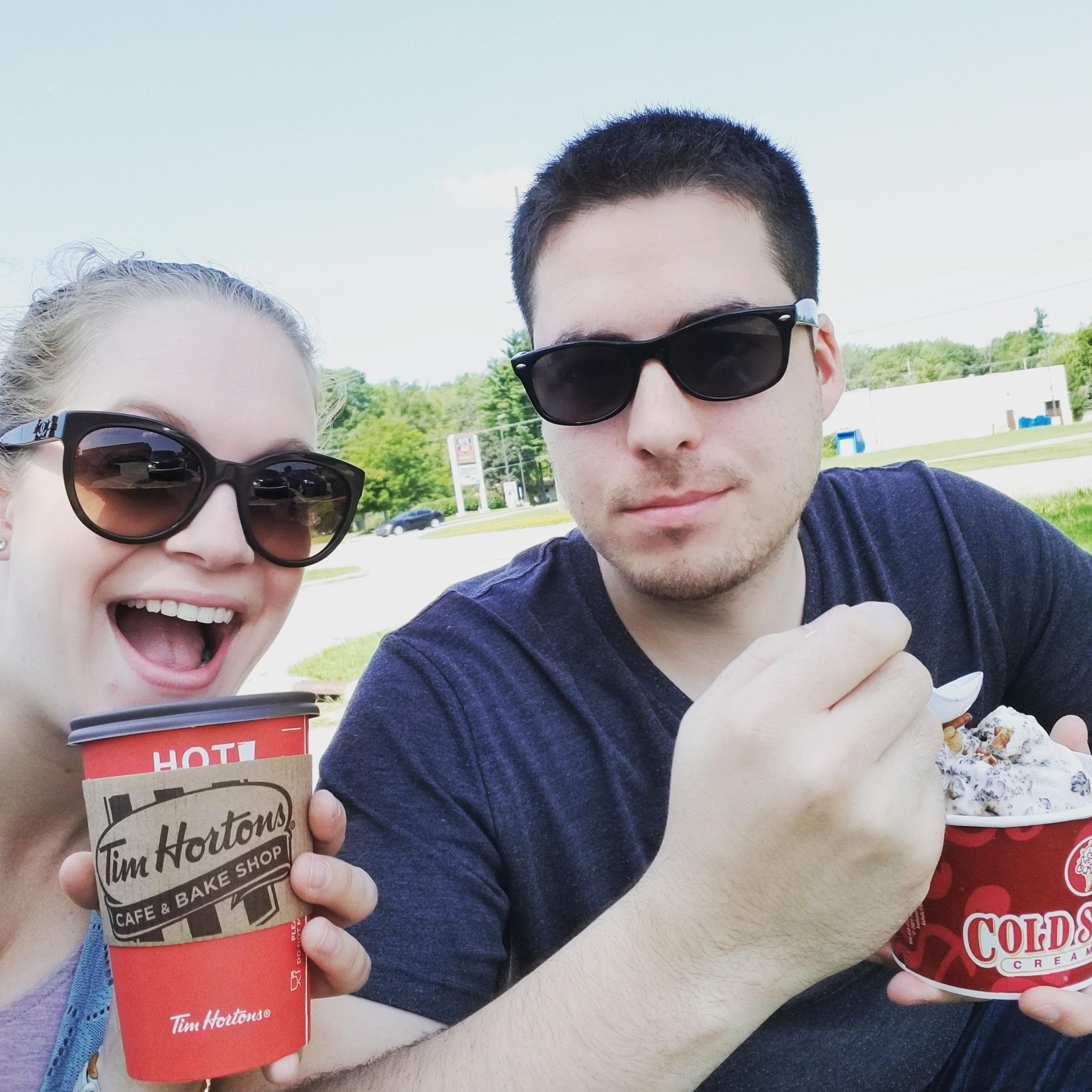 After successfully updating Michelle's visa status, we celebrated our return to the USA with some Canadian hot beverages and ice cream.
