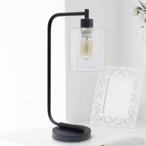 Lalia Home Black Iron Desk Lamp with Glass Shade