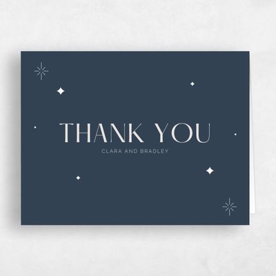Grayed Navy, Blue Wedding Thank You - Adhara Landscape
