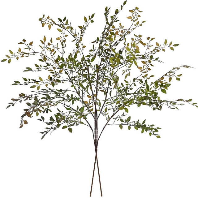 Ttranewsoo Artificial Greenery Stems, 43.3" Nandina Branches Tall Faux Plant Stems for Vase, Greenery Decor Stems Leaves Bunches for Shop Garden Office Home Décor,2Pcs,Orange