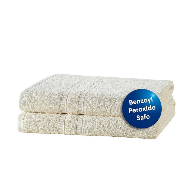 CLOROX Bleach Friendly Towels, Quick Dry, 100% Cotton Bath Towels (30" x 52"), Highly Absorbent Soft Lightweight, Ideal for Everyday Use, Easy to Wash (2 Pack, Ivory)