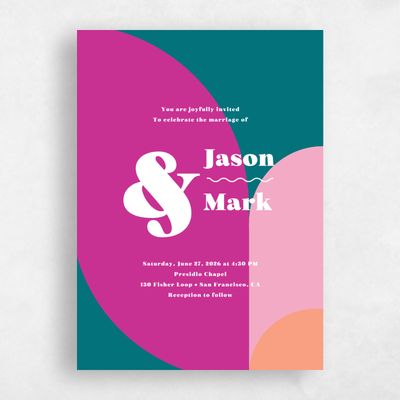 Teal, Blue Wedding Invitation - Peoria Portrait