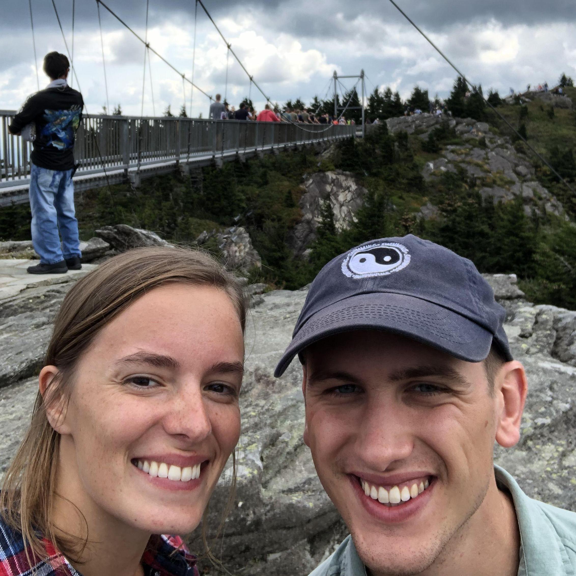 Hike up to the suspension bridge at Grandfather Mountain. Which Sam then refused to cross, because heights (September 2019).