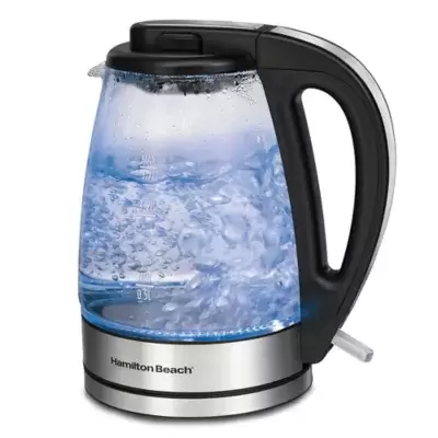 Hamilton Beach® 1.7-Liter Soft Blue Illuminated Glass Kettle