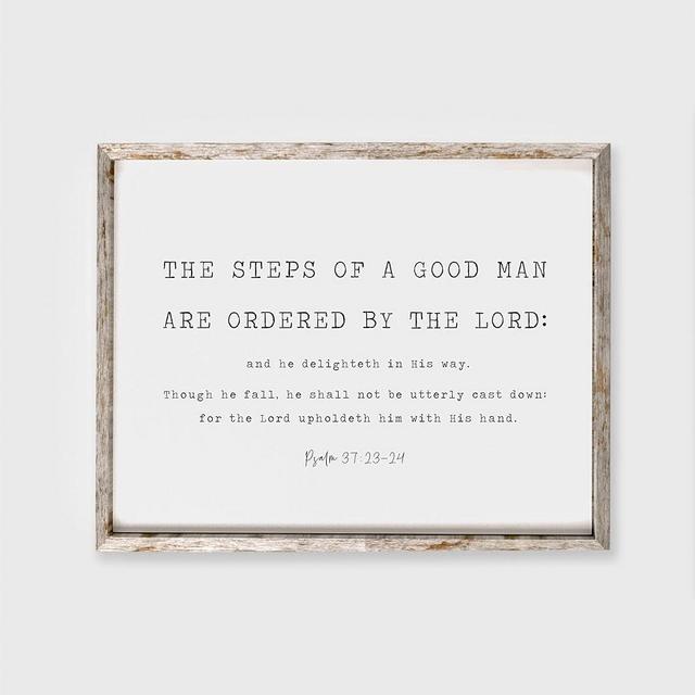 Psalm 37:23-24 The Steps Of A Good Man Are Ordered By The Lord Bible Verse Wall Art Delights Lord Kjv Scripture Christian Office Poster,188