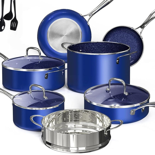Deluxe DUXANO 14PC Healthy Pots and Pan With 9H Anti-scratch Coating, 2-Layer Non-Stick Ceramic&PFAS Free, Sensitively&Evenly Induction Cooking, Enhanced Flavor with Infrared Cookware, Dishwasher Safe