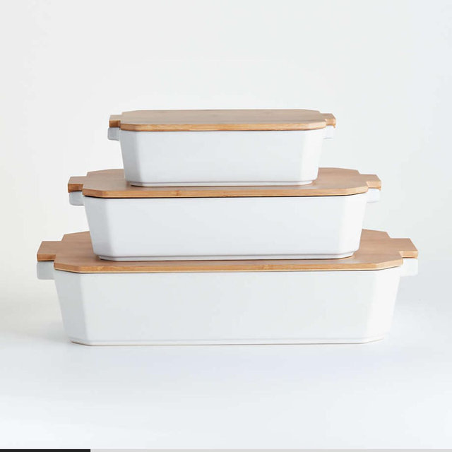 Baking Dishes with Bamboo Lids