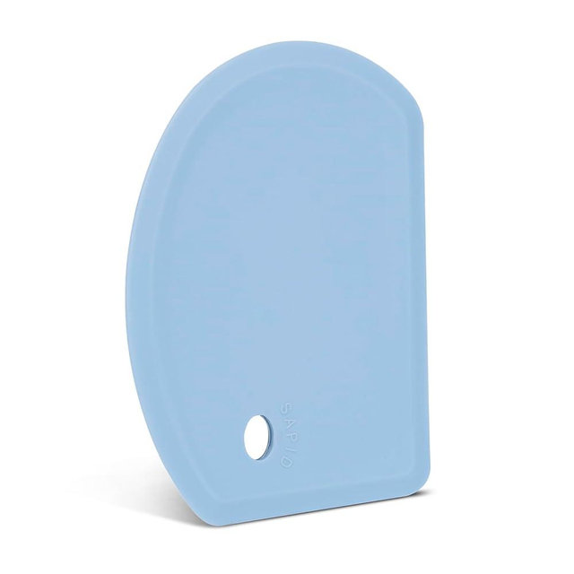 Silicone Dough Scraper with Stainless Steel Sheet, Curved Edge Flexible Bowl Scraper for Baking, Food Grade Silicone Bench Scraper for Sourdough Bread Proofing Basket, 5.98" × 4.3", Blue, SAPID