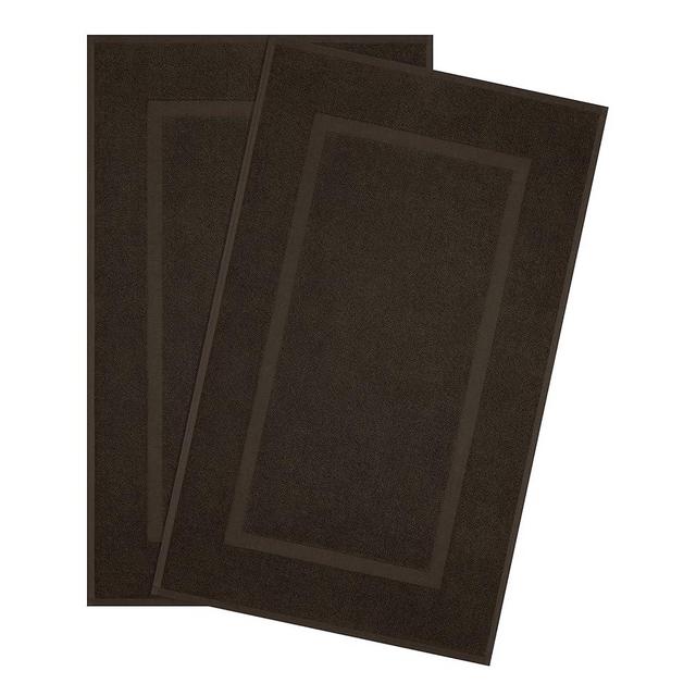 Cotton Paradise 100% Cotton Bath Mats for Bathroom Floor Set of 2 Pack, 20x34 Soft Absorbent Washable Quick Dry Tub Bathmat, Brown Towel Bath Mat