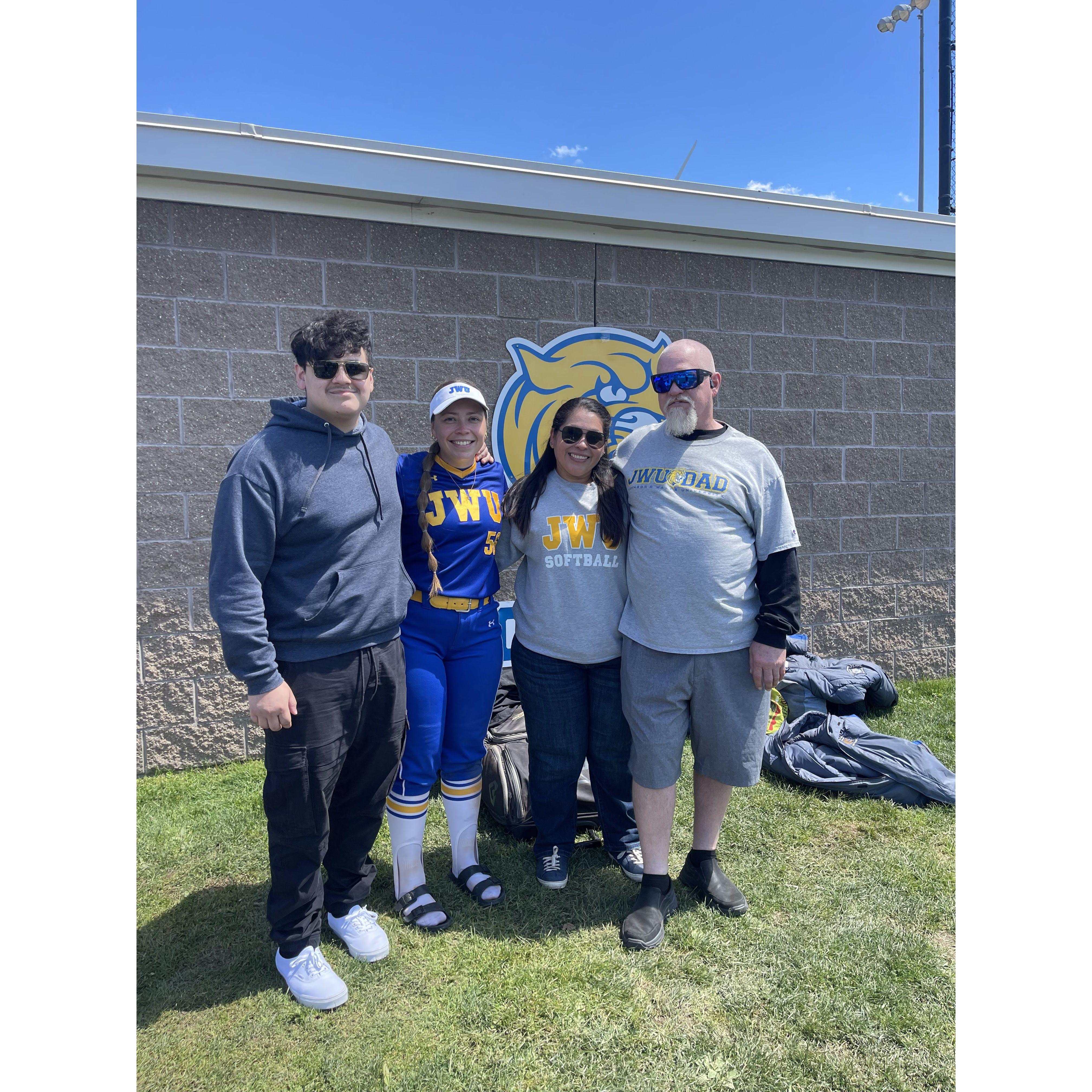 Alejandro and Hailey's parents came to Rhode Island for Hailey's bachelor's degree graduation in May of 2023 and saw some softball games